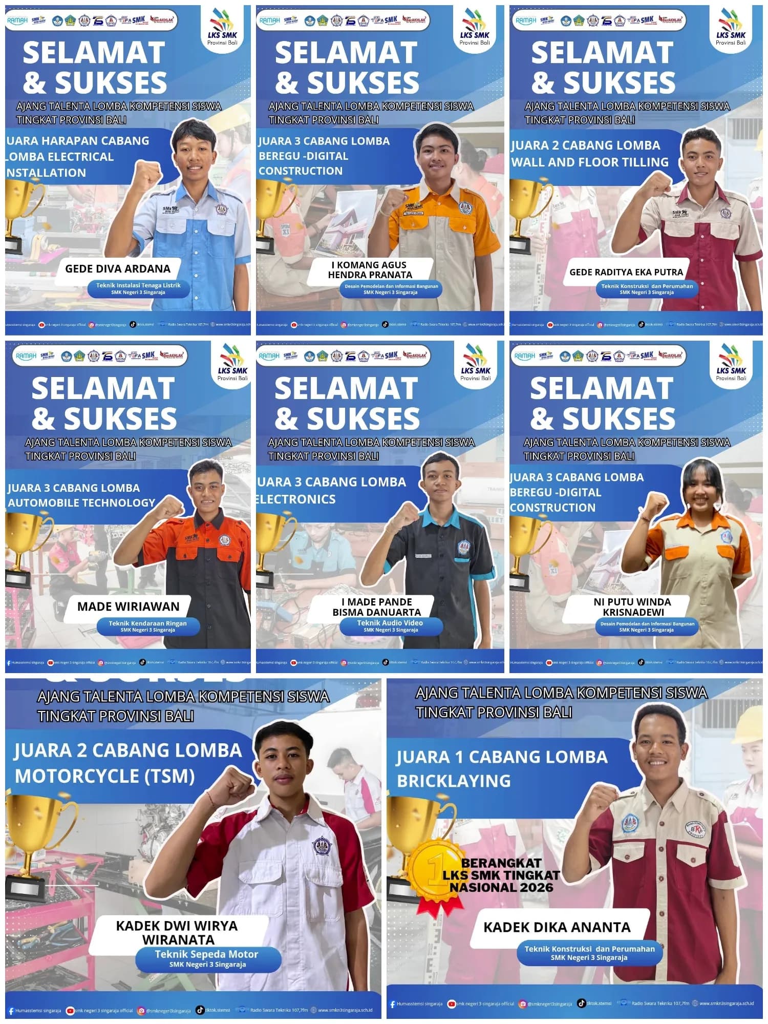 Prestasi Siswa SMK N 3 Singaraja Dalam LKS Provinsi Bali Tahun 2026