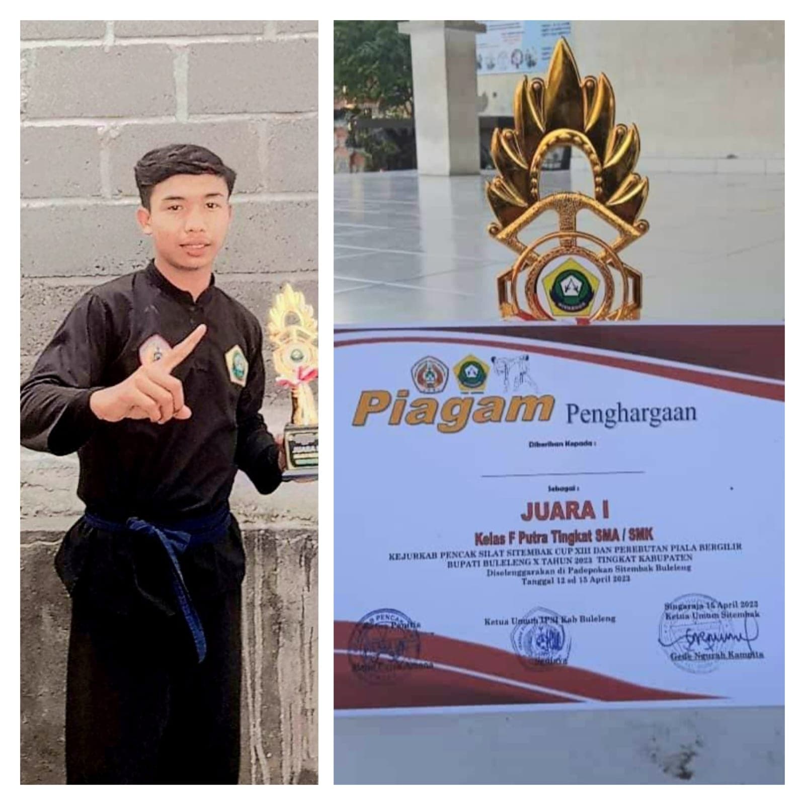 RAIH JUARA 1 DAN PIALA BERGILIR BUPATI BULELENG X 2023 PENCAK SILAT SITEMBAK CUP XIII