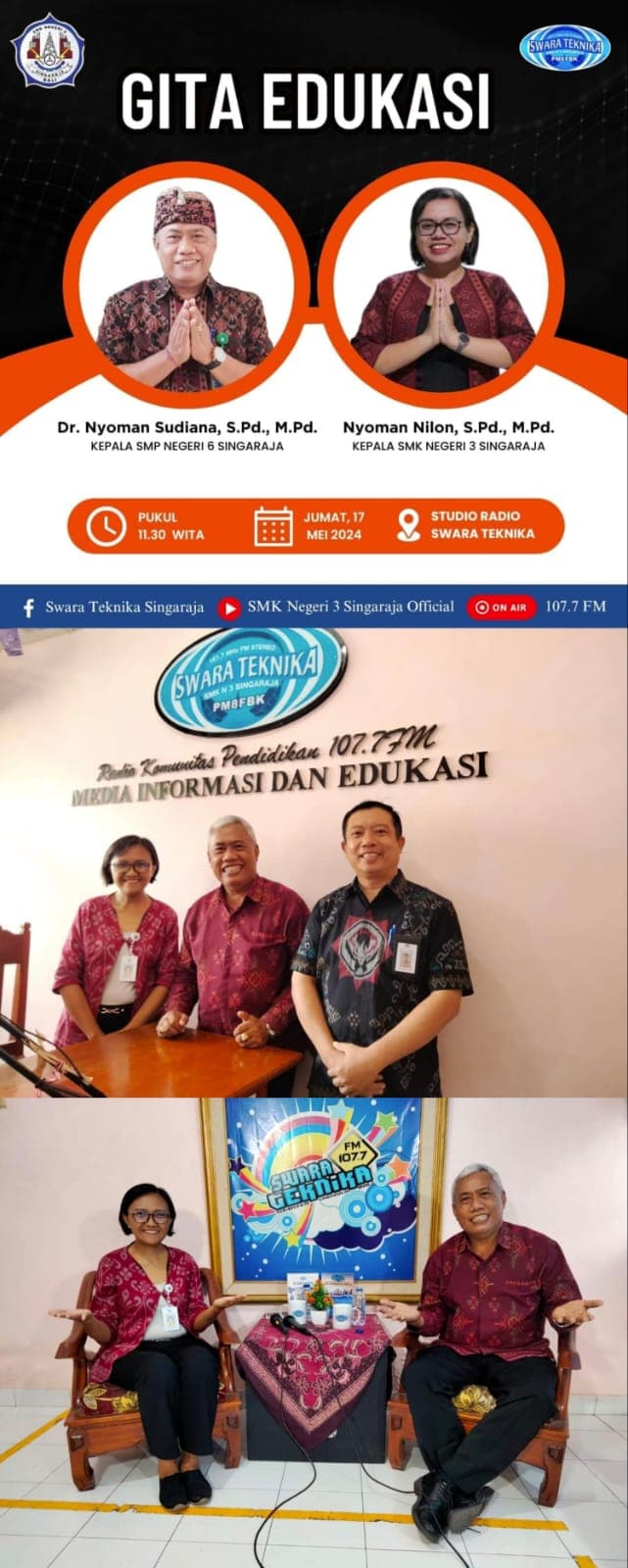 PELUNCURAN PROGRAM BARU RADIO SWARA TEKNIKA 107.7 FM BERTAJUK "GITA EDUKASI"