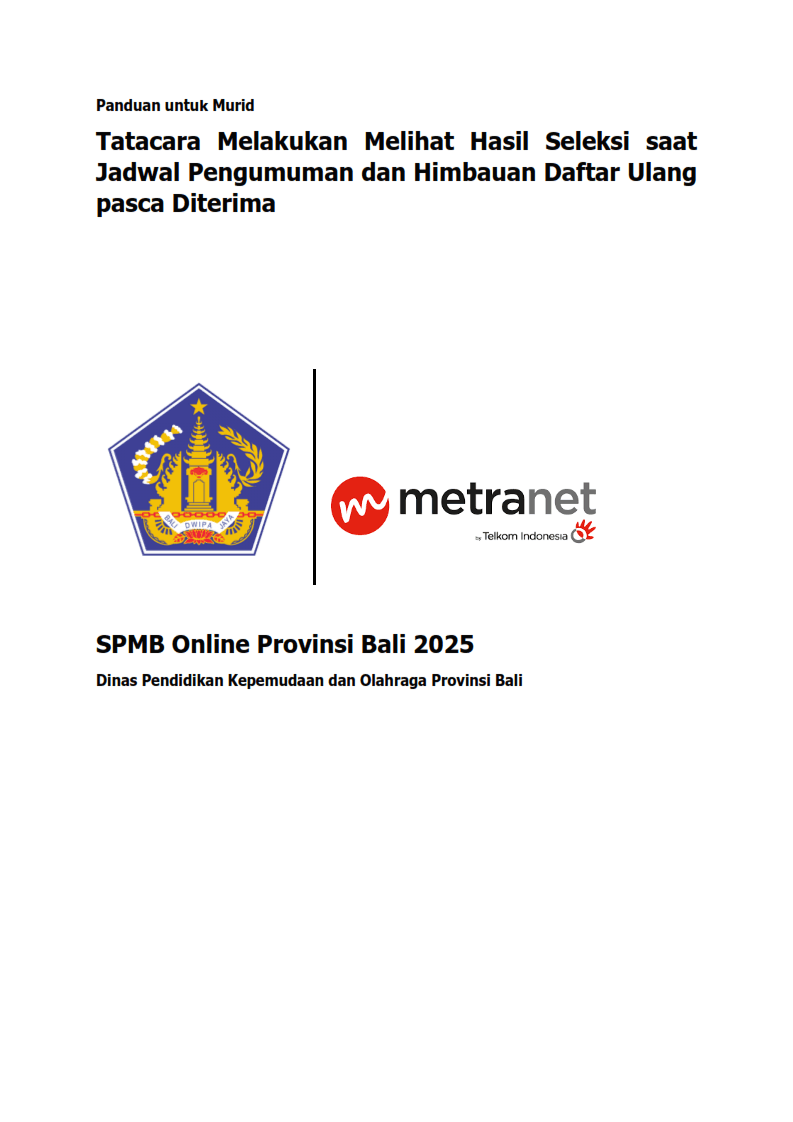 Tata Cara Melihat Hasil Seleksi SPMB Online Provinsi Bali 2025